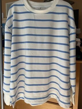NWT Danskin White and Light Blue Striped Tunic